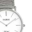Oozoo Timepieces - Armbanduhr - Vintage Unisex Edelstahl-Mesh-Armband - Silber/Weiß 36mm