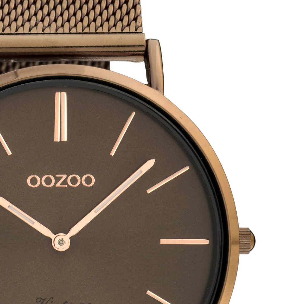 Oozoo Timepieces - Armbanduhr - Vintage Unisex Edelstahl-Mesh-Armband – Braun
