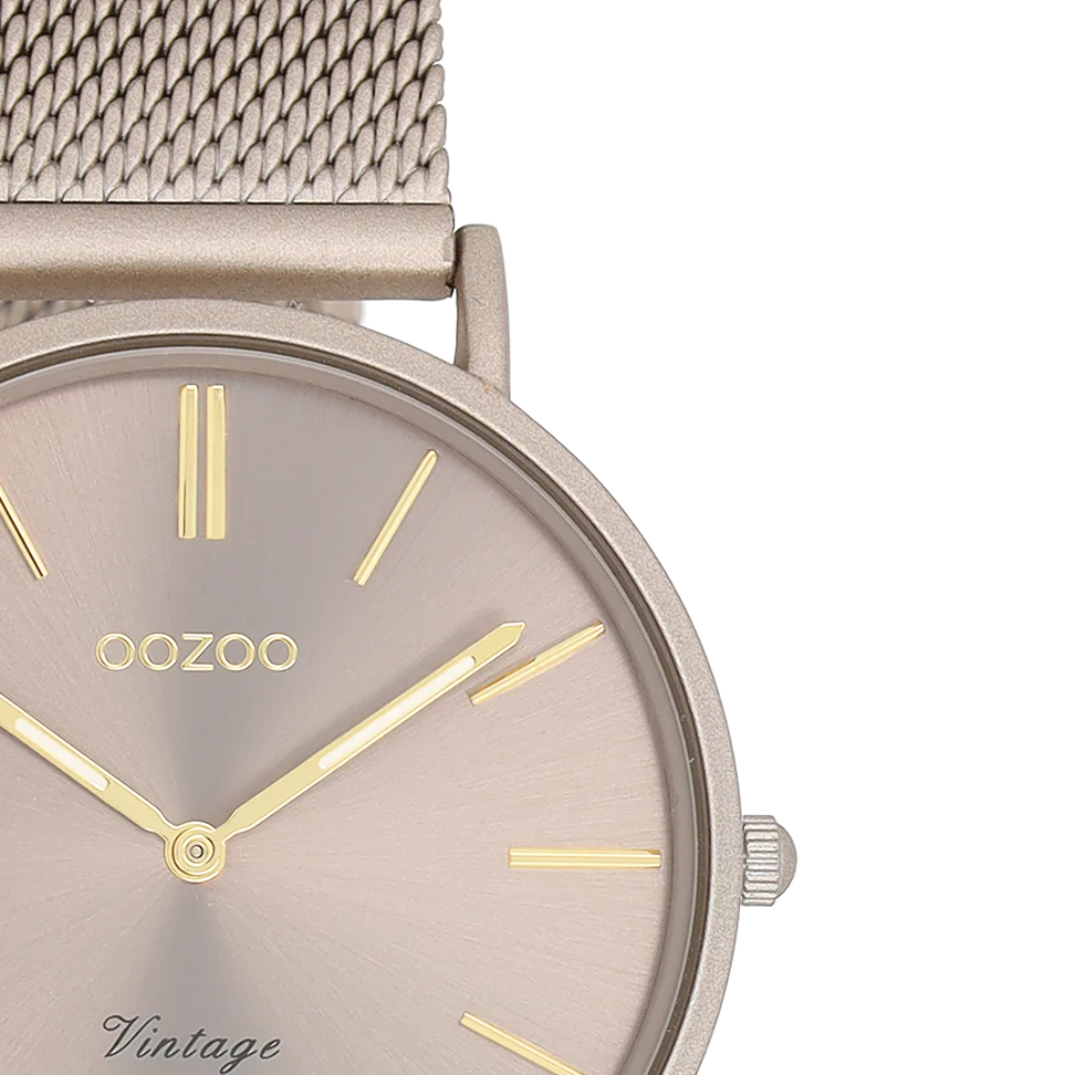Oozoo Timepieces - Armbanduhr - Vintage Damen Edelstahl-Mesh-Armband - Taupe 36mm S/M