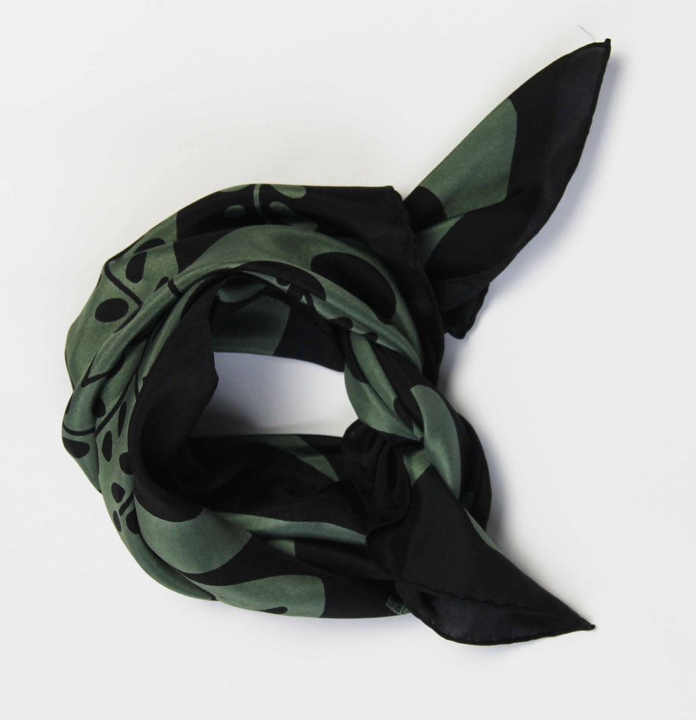 Les Belles Vagabondes - Seidentuch Mini Foulard Peace and Love Kaki