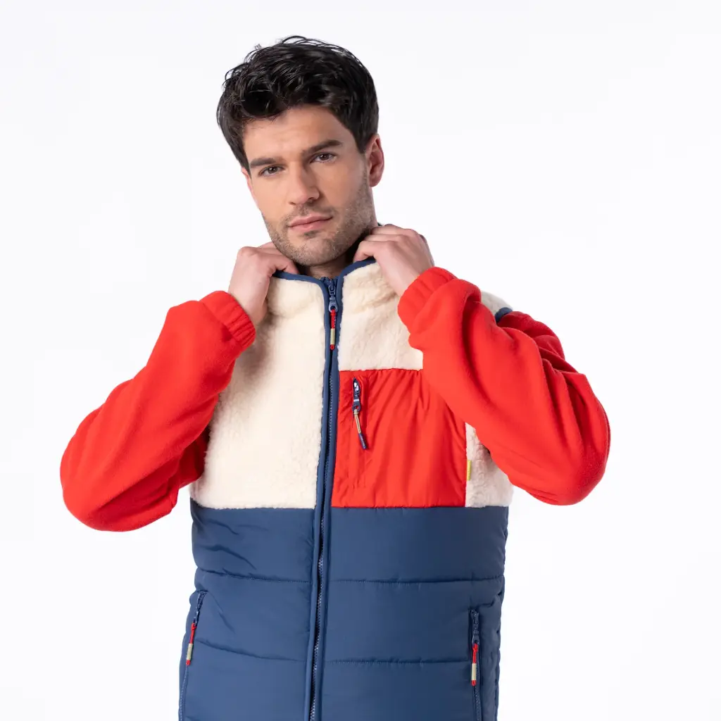Billybelt - Sherpa Weste ärmellos zweifarbig - Creme Marine
