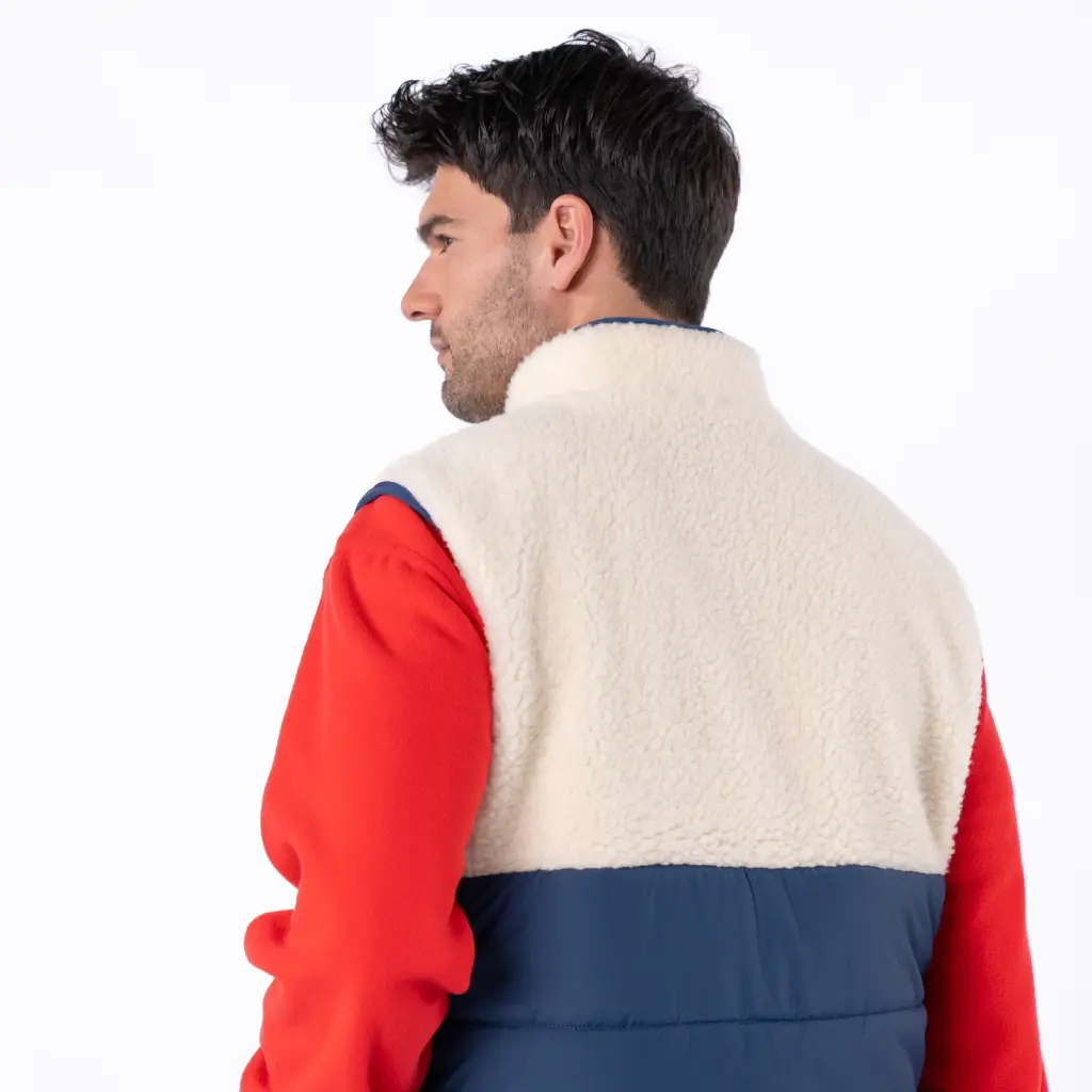 Billybelt - Sherpa Weste ärmellos zweifarbig - Creme Marine