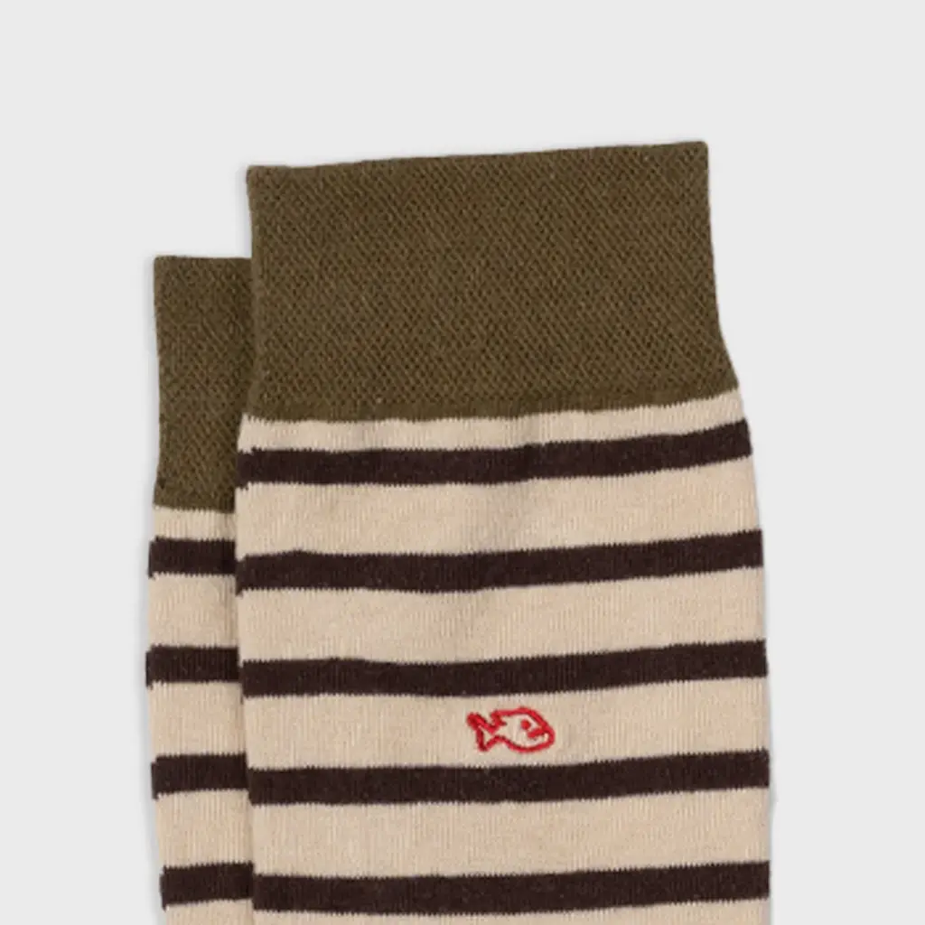 Billybelt - Baumwollsocken beige braun gestreift