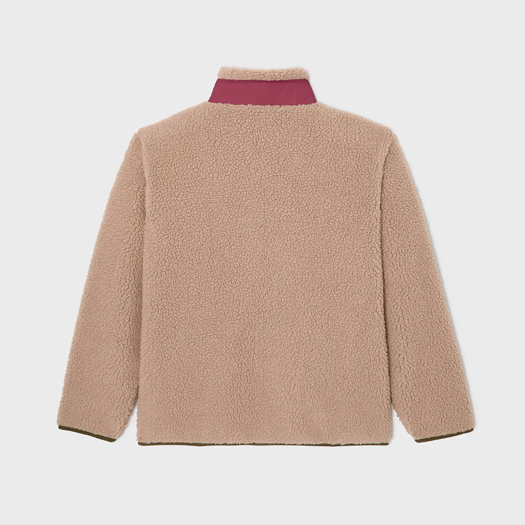 Billybelt - Unisex Sherpa Jacke - Natur/Burgundy