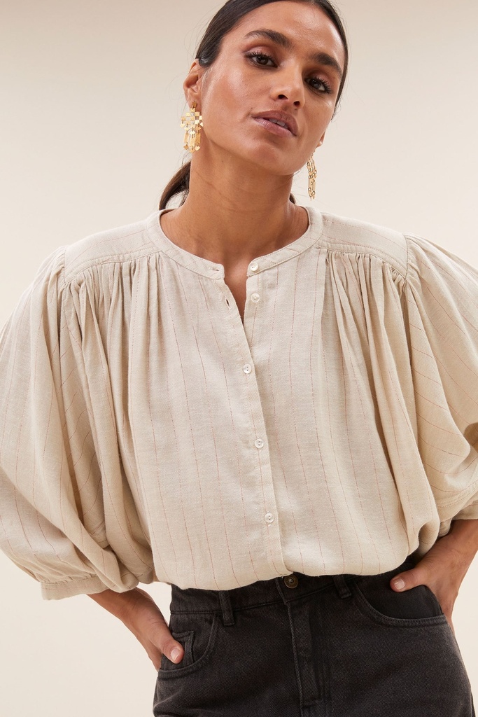 By Bar - Becky lurex blouse - 1700 rose lurex stripe
