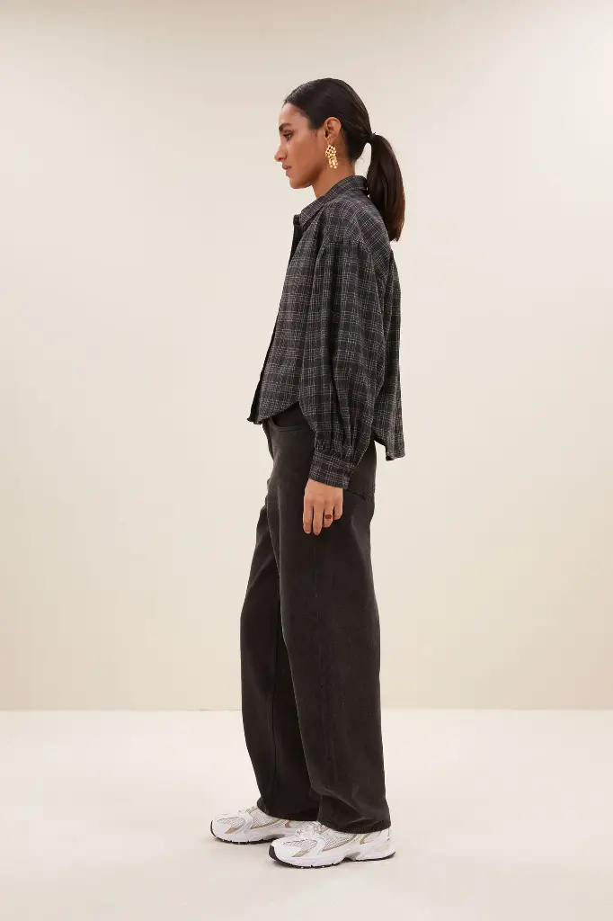 By Bar - Sarah short check blouse - 733 caramel