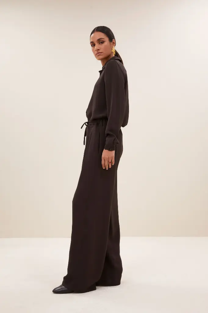 By Bar - Uma satin stripe pants - 872 cafe noir