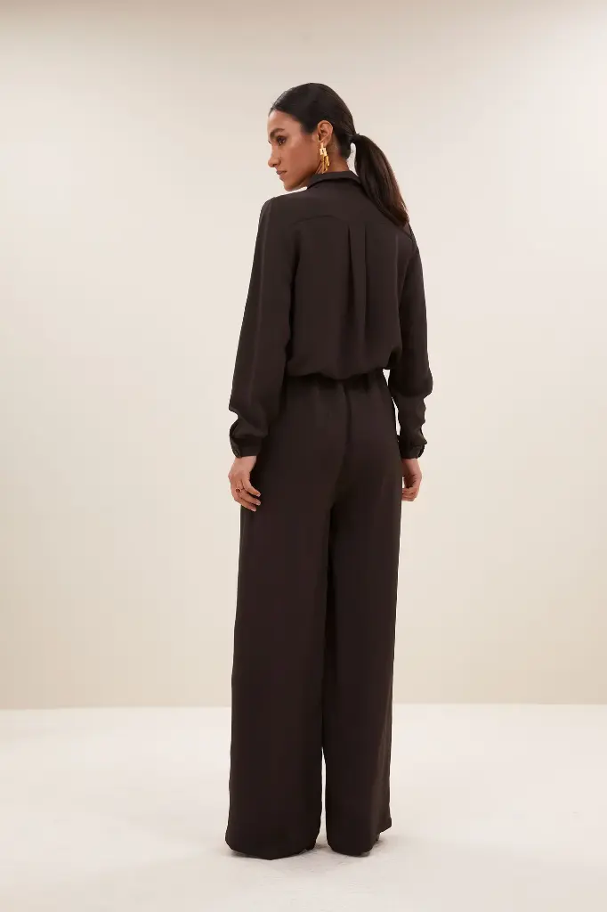 By Bar - Uma satin stripe pants - 872 cafe noir