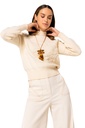 Caroline Biss - COSY PULLOVER WITH FLORAL RELIEF PATTERN cream