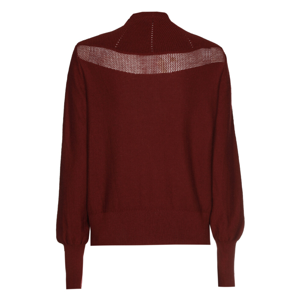 Caroline Biss - FINE KNIT LOOSE-FITTING PULLOVER WITH OPENWORK EFFECT burgandy