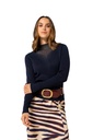 Caroline Biss - FITTED DRESSY PULLOVER IN RIBBED JERSEY midnight