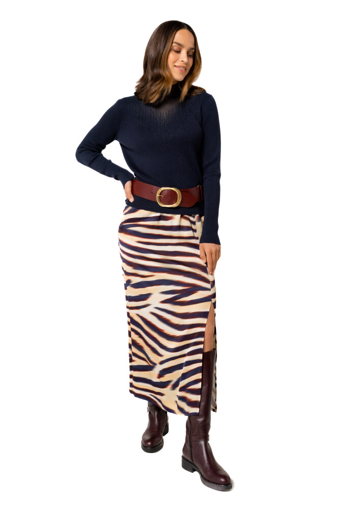 Caroline Biss - FITTED DRESSY PULLOVER IN RIBBED JERSEY midnight