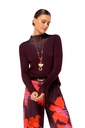 Caroline Biss - FITTED DRESSY PULLOVER IN RIBBED JERSEY plum