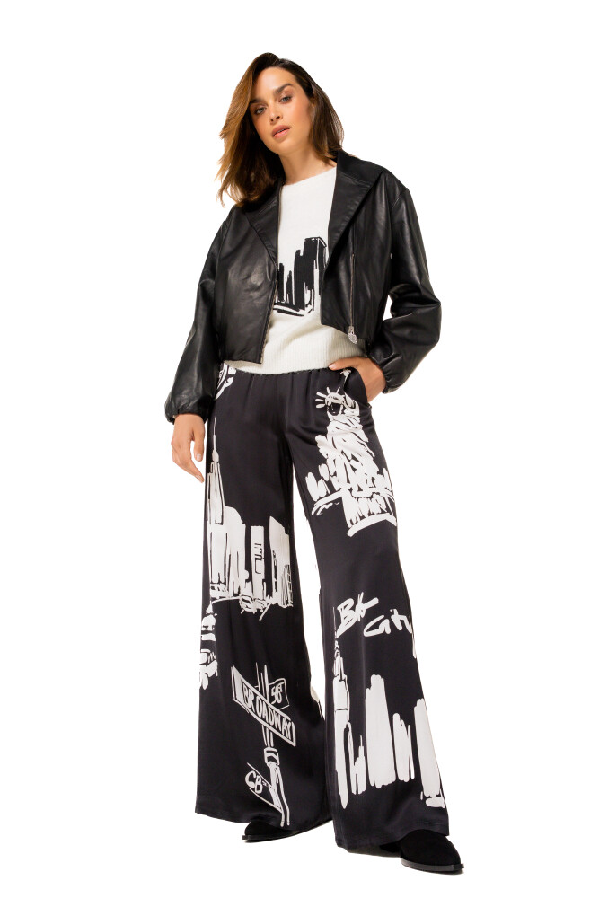 Caroline Biss - FLOWY PALAZZO TROUSERS, ELASTIC WAIST multi color