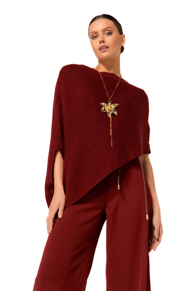 Caroline Biss - Fine-knit poncho burgandy