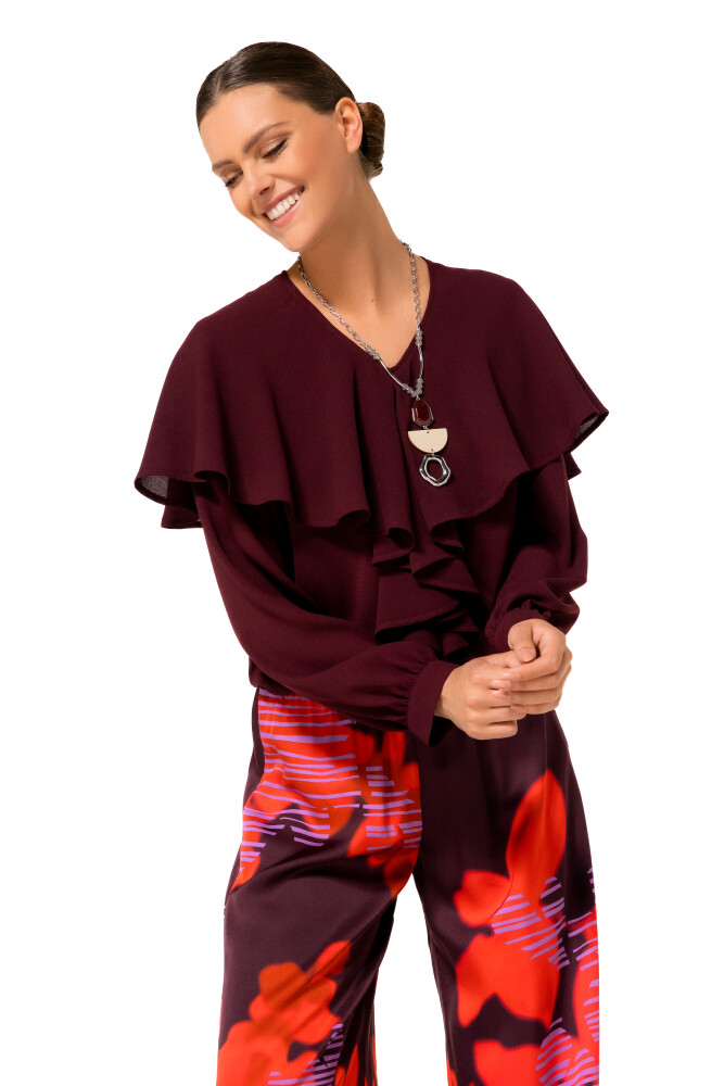 Caroline Biss - LOOSE TOP WITH FLOUNCE EFFECT plum