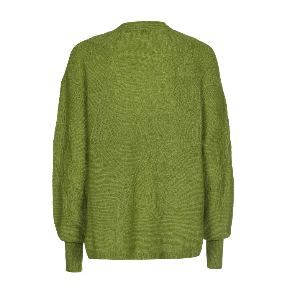 Caroline Biss - RELAXED COSY PULLOVER WITH SUBTLE FLORAL RELIEF PATTERN avocado
