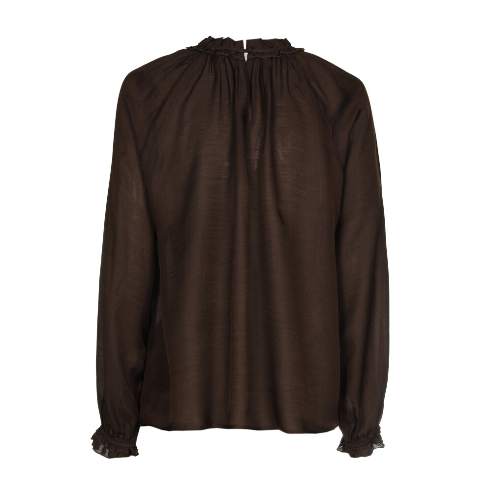 Caroline Biss - Tunika STRAIGHT FLOWY BLOUSE WITH FLOUNCE EFFECT coffee 