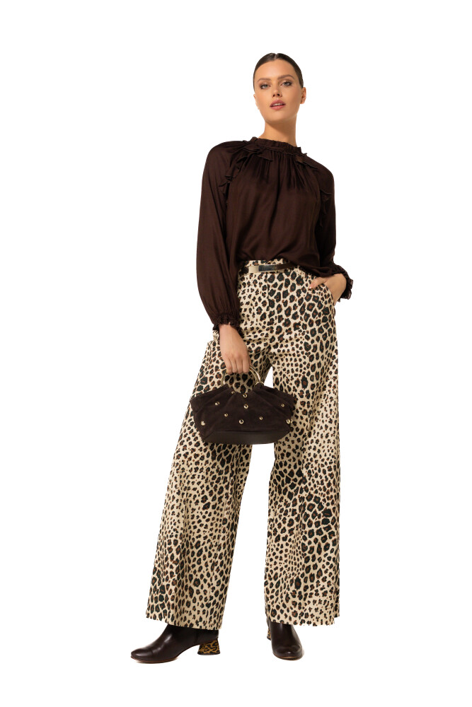 Caroline Biss - Tunika STRAIGHT FLOWY BLOUSE WITH FLOUNCE EFFECT coffee 