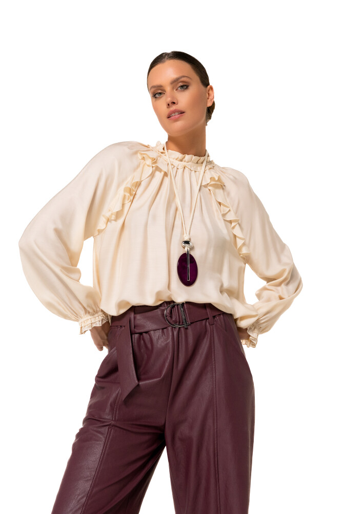Caroline Biss - Tunika STRAIGHT FLOWY BLOUSE WITH FLOUNCE EFFECT cream