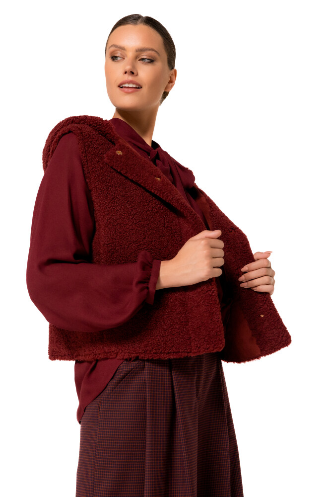 Caroline Biss - Weste TEDDY BODY WARMER WITH HOOD burgandy 