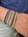 LeJu - Bracelet Silver Men 09 black with silver glass beads 