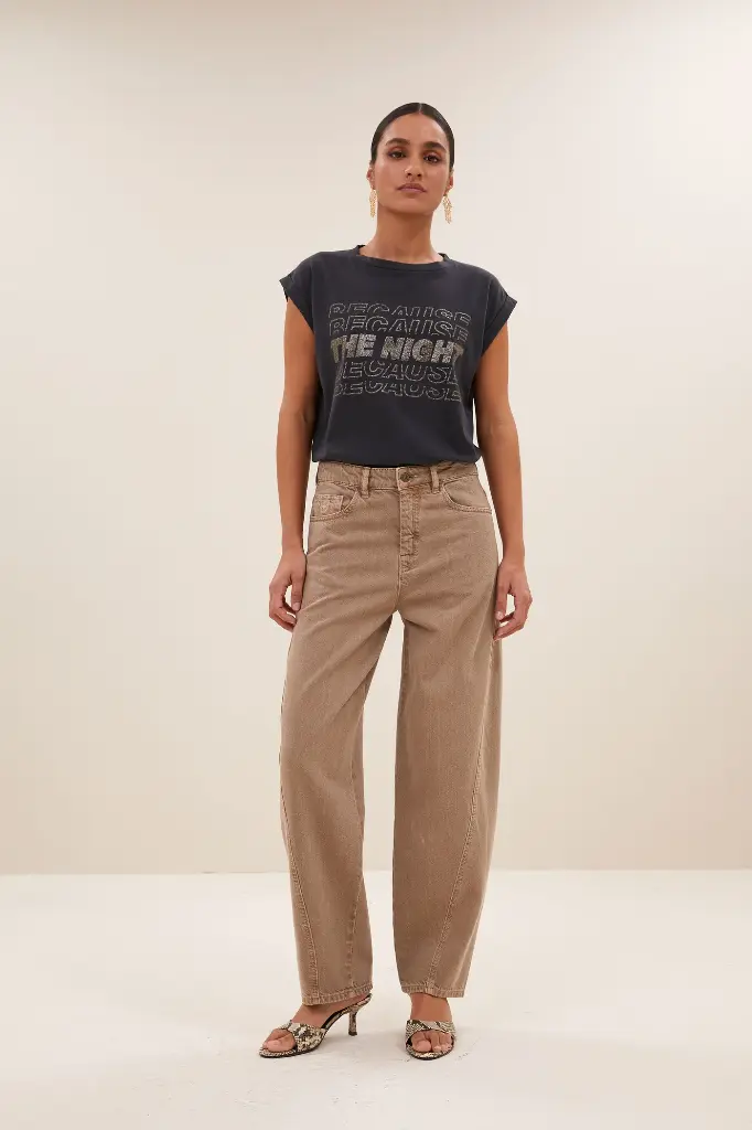 By Bar - Begum Denim Pants - 816 stone sand