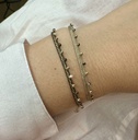 LeJu - Bracelet gold polyester threads with gold, grey glass beads