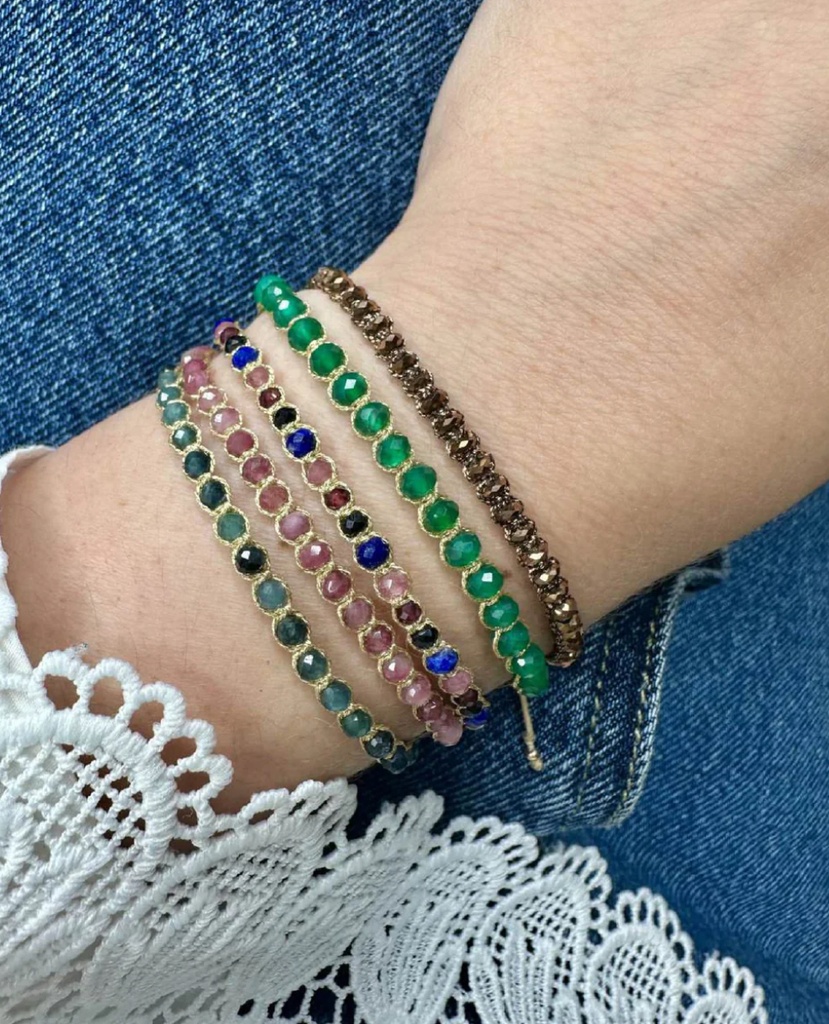 LeJu - Bracelet copper polyester threads with copper glass beads
