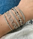 LeJu - Bracelet silver metallic threads with silver glass beads