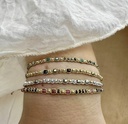 LeJu - Bracelet silver metallic threads with silver glass beads
