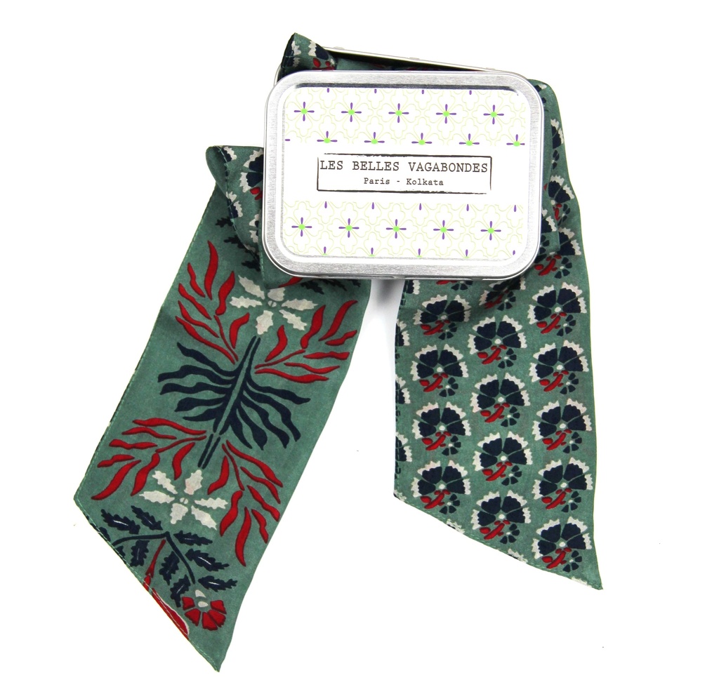 Les Belles Vagabondes - Seidenschal Bandeau Manon Kaki