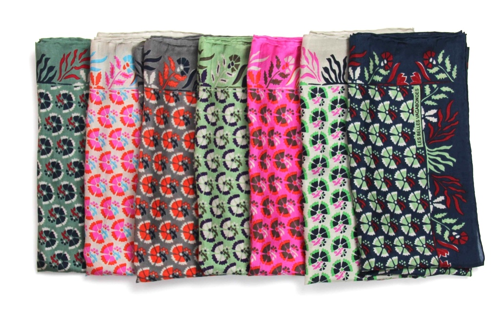 Les Belles Vagabondes - Seidentuch Mini Augustine Marine