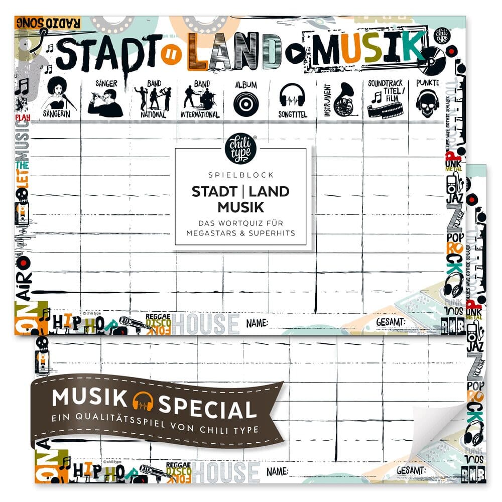 Chilitype - Stadt-Land-Musik - Spielblock DIN A4