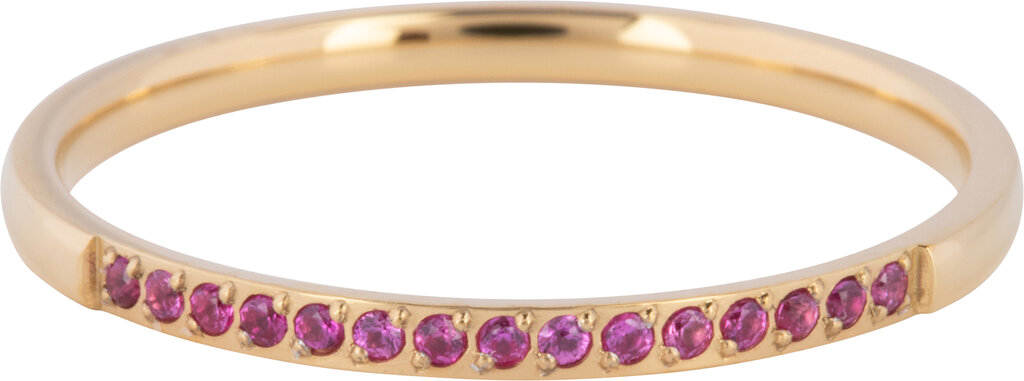 Charmins Ring - R1257 - Gold Small Alliance Ring Pink Fuchsia Crystals