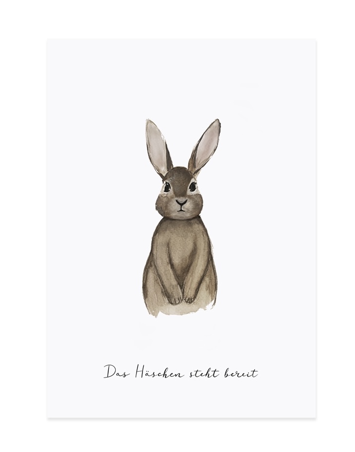 Eulenschnitt - Postkarte - Osterhase Das Häschen steht bereit