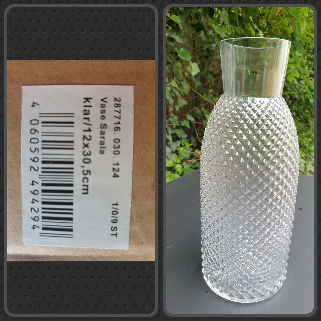 Vase Sarala klar 14x40cm (groß)