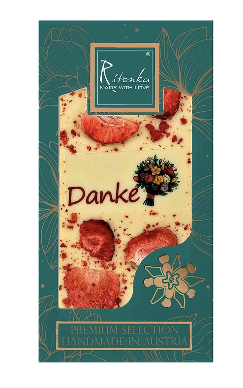 Ritonka - Premium Weiße Schokolade - Danke - Erdbeere 95g
