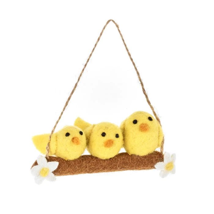 Felt so good - Handgefertigter Filz 3 Little chicks hanging easter decoration