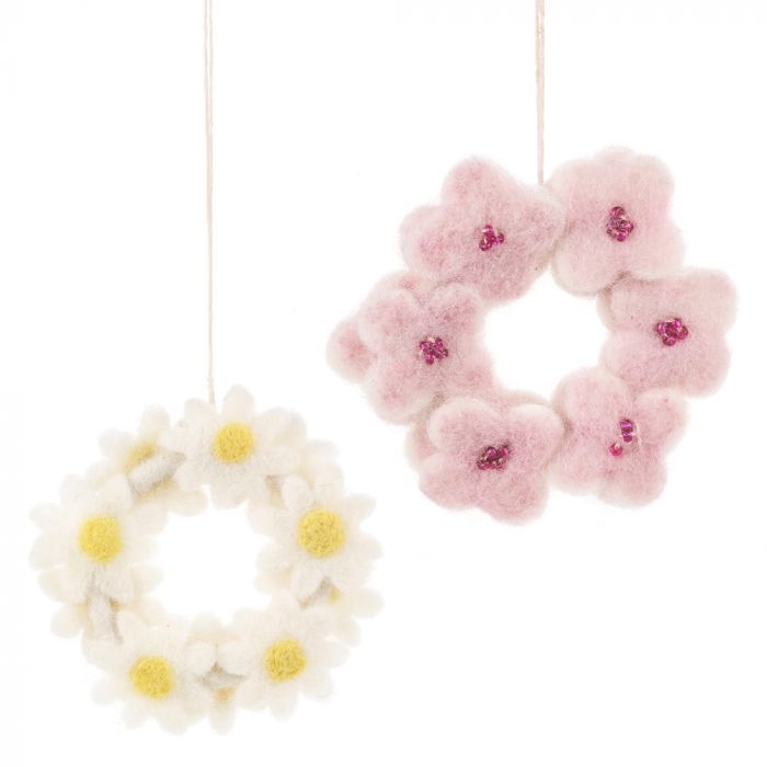 Felt so good - Handgefertigter Filz Mini Floral Wreath WHITE