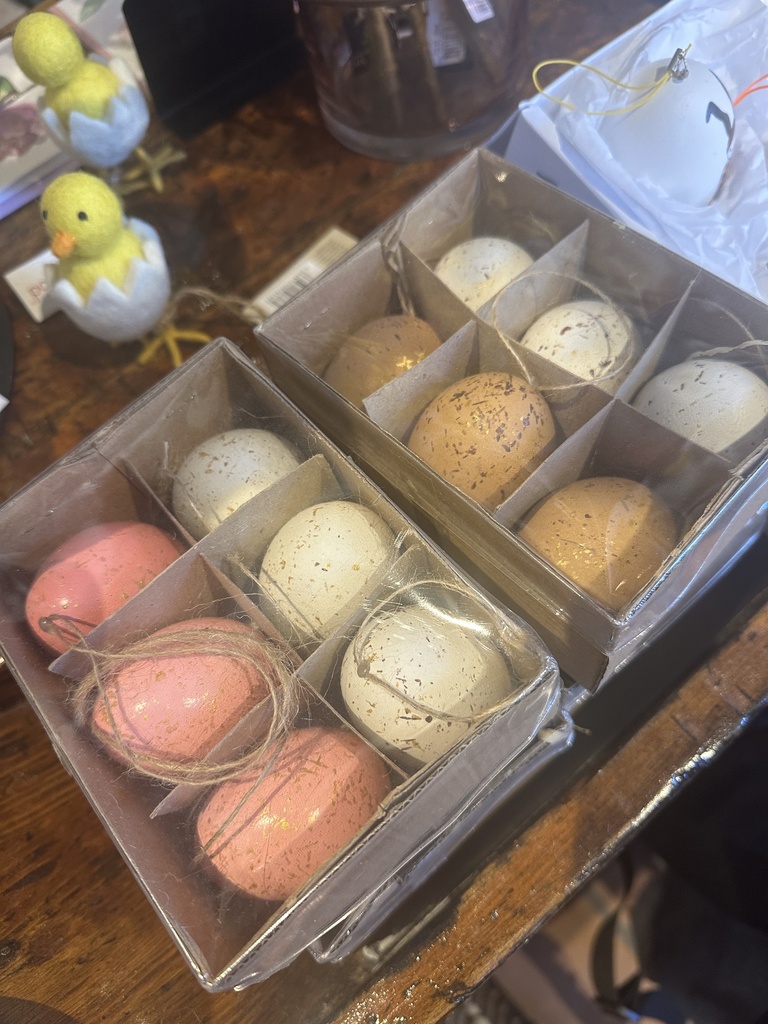 Ostereier 6er Set - zwei naturfarben