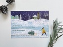 Elena Klein - Postkarte - Weihnachtsabend - Frau mit Schlitten und Tannenbaum - Spruch