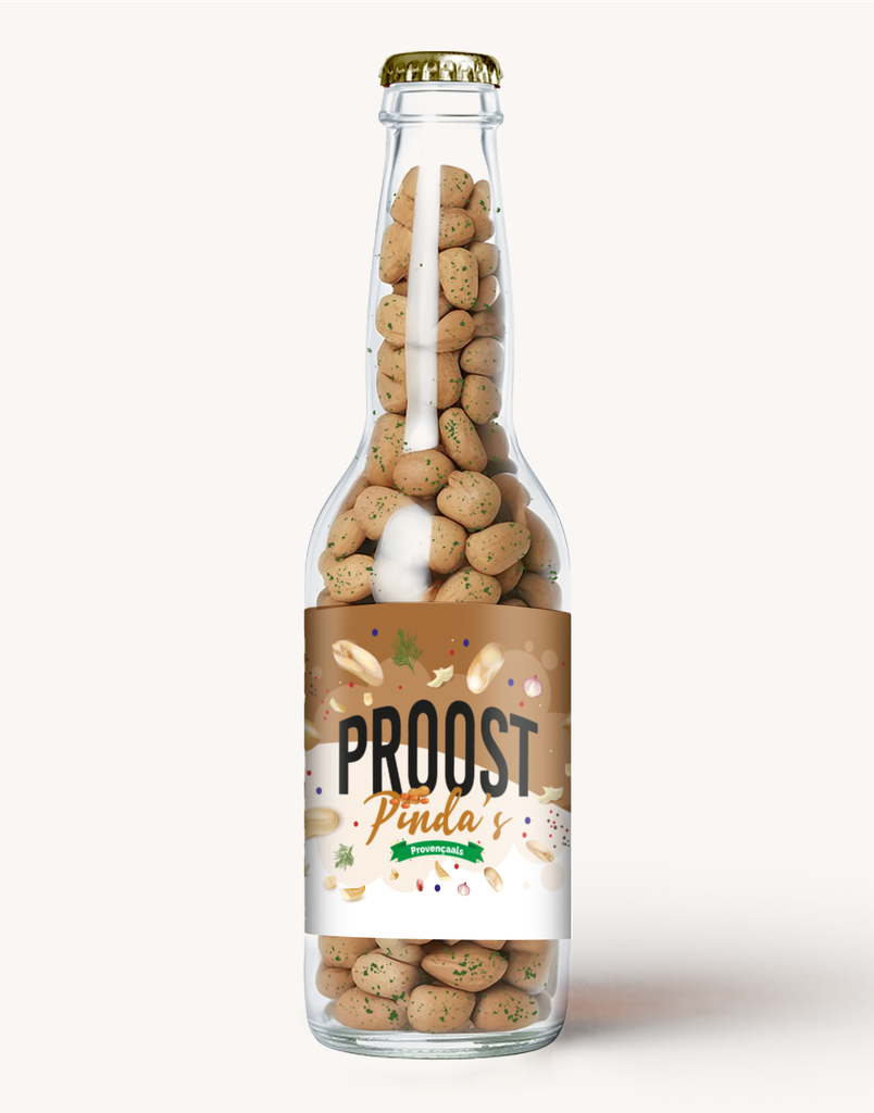 Proost Pinda's - Provencaals Pindapils - Erdnüsse in Pilsflasche mit Kräuter der Provence 220g