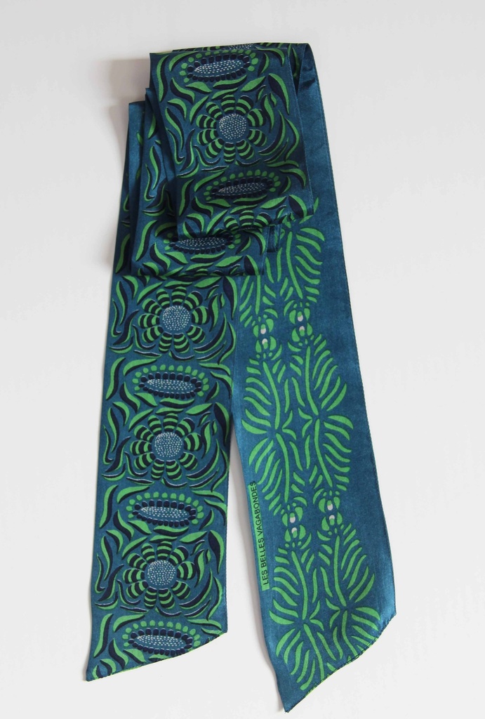 Les Belles Vagabondes - Seidenschal Bandeau Camelia Vert Green