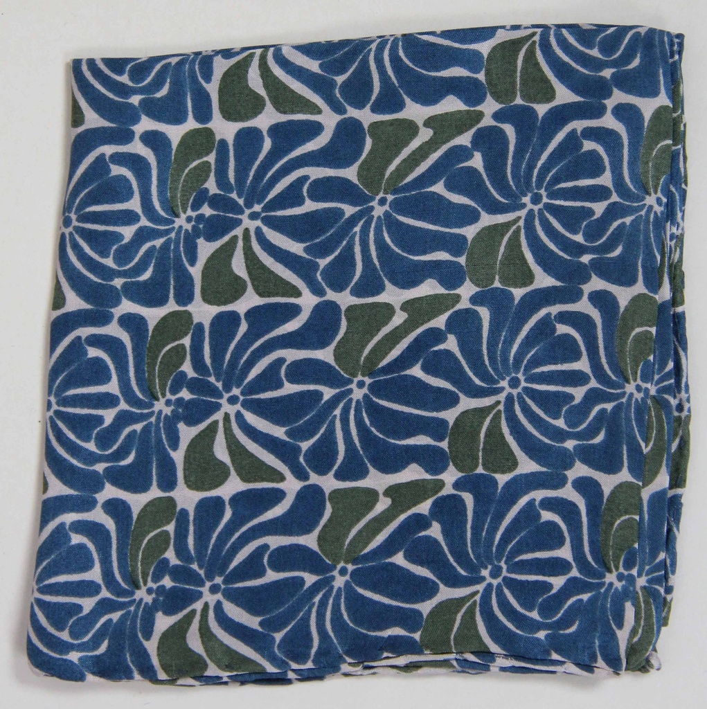 Les Belles Vagabondes - Seidentuch Mini Plumeria Marine Navy