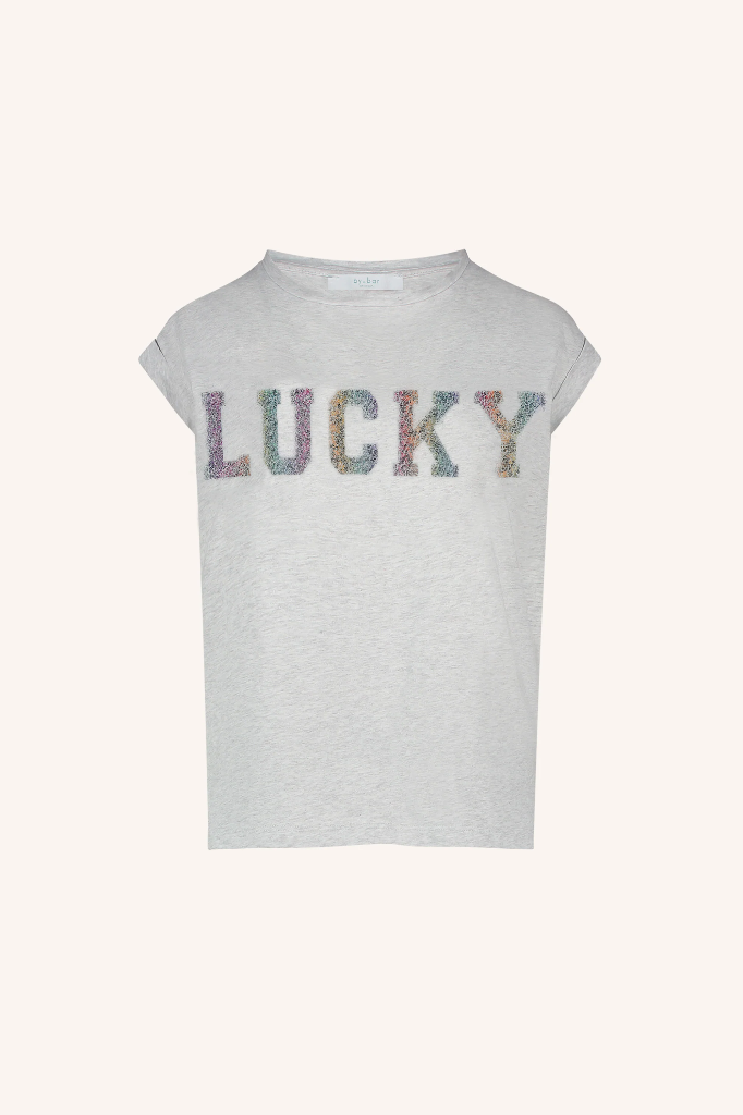 By Bar - Thelma Lucky Rainbow Top - 815 Light Grey Melee