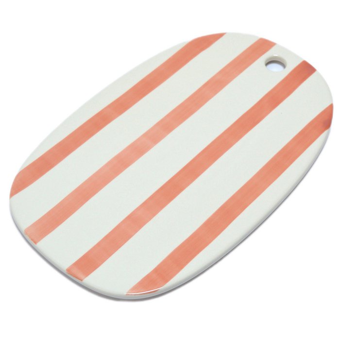 Keramikplatte Streep weiß rosa/orange gestreift