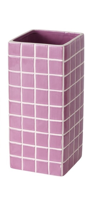 Boltze Home - Vase Cube Kachelmuster Lilac Pink 11x26cm