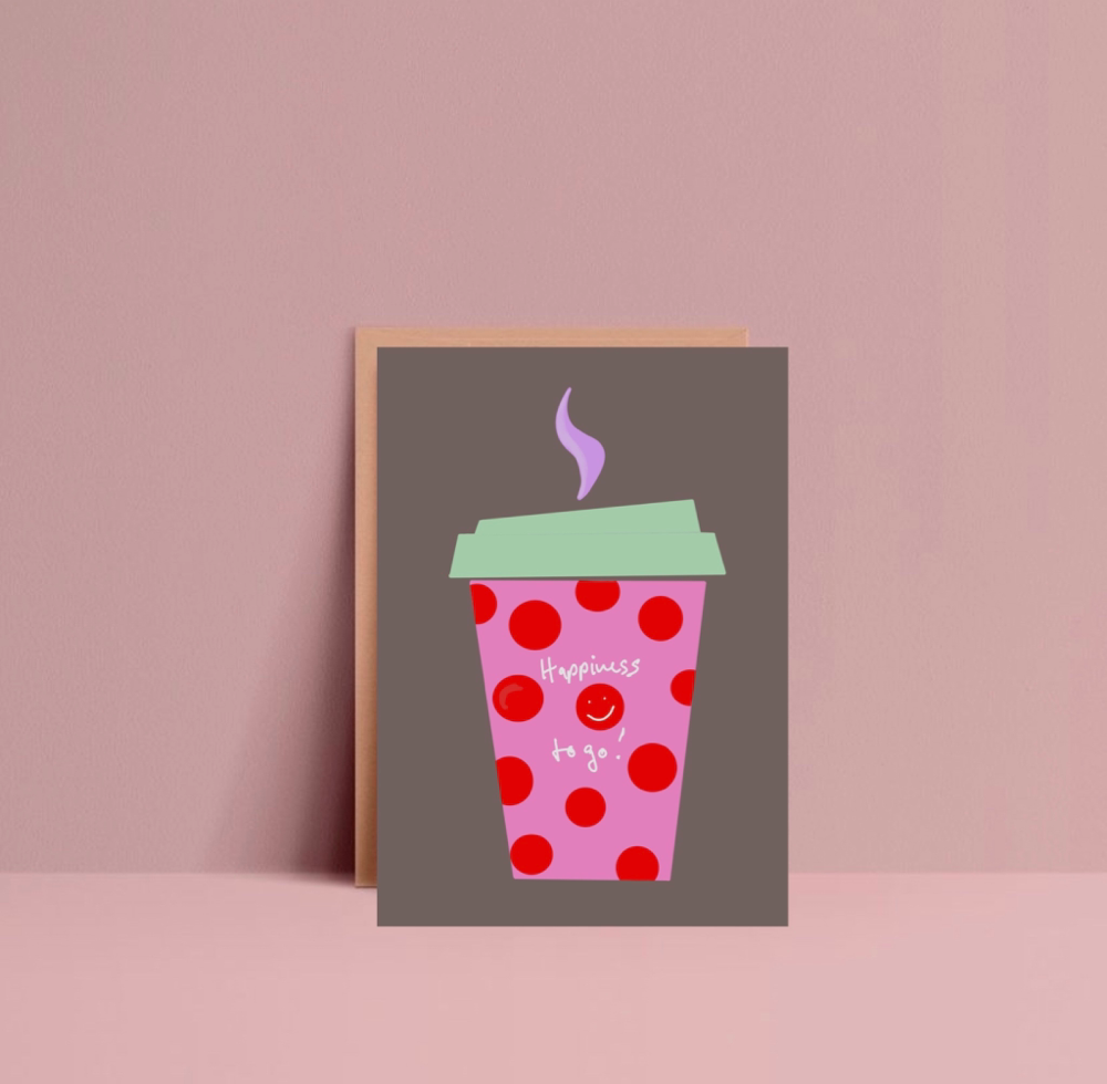 Hej Ibiza - Postkarte - Kaffeebecher (Happiness to go)