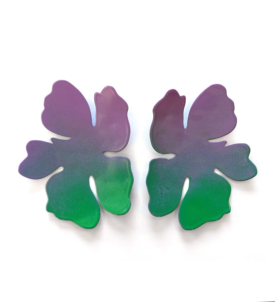 Lisa Kroeber Jewellery Art - Earrings Flowers - Signal Green/Lilac